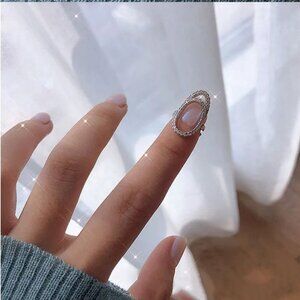 3/$15 BUNDLE Fingernail Gold and White Crystal Nail/Finger Tip Ring